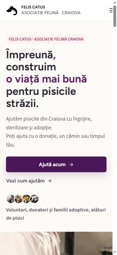 Felis Catus: Pagina principală pe telefon